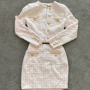 Pink & white plaid Guess skirt and cropped jacket set